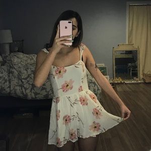 White Cherry Blossom Frilly Playsuit UO